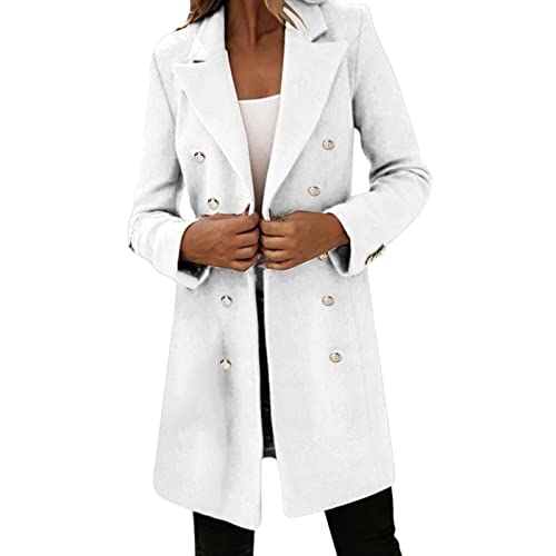 Manteau en laine synthétique femmes blanc veste d hiver longue et fine chic
