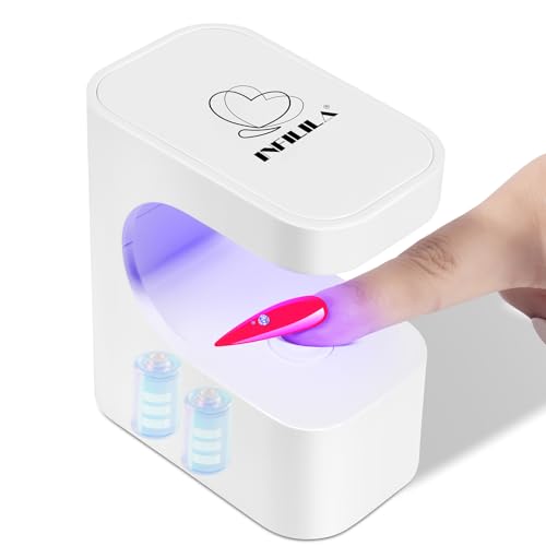 NXJ INFILILA Mini UV Nail Lamp Cordless Portable LED Light for Gel Nails - Fast Flash Cure for Builder Gel & Single Nail Repair 6 Beads Ideal for Travel Beginners & Quick Fixes White