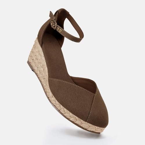 Image of Juliet Holy Womens Espadrilles Sandals Closed Toe Platform Ankle Strap Casual Summer Wedges
