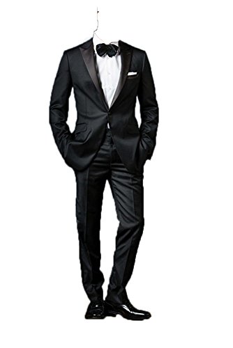 Paul Betenly Black Wool Trim Fit Rico Men's Tuxedo 46 Long #TOP28