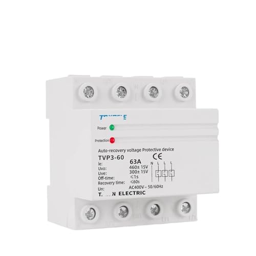 Protector trifásico autorearmable 60A con control de subtensión y sobretensión