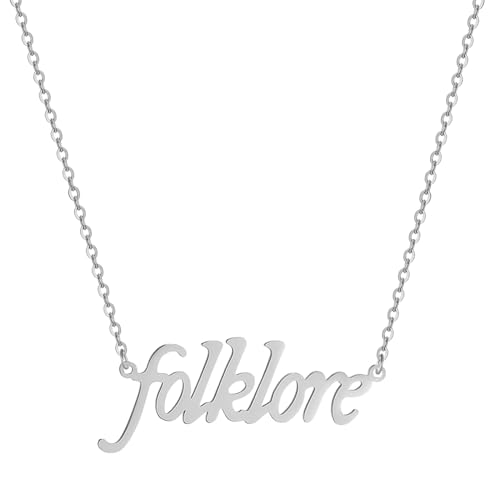 HSWYFCJY - HSWYFCJY Silver Folklore Necklace for Women,TS Outfit Jewelry Accessories for Eras Tour,TS Inspired Necklace for Music Lover,Singer Fans Gifts Album Song Title Necklace