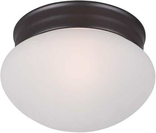 Maxim 5884FTOI Essentials Frosted Glass School House Flush Mount, 1-Light 60 Watt, 5"H x 8"W, Oil Rubbed Bronze