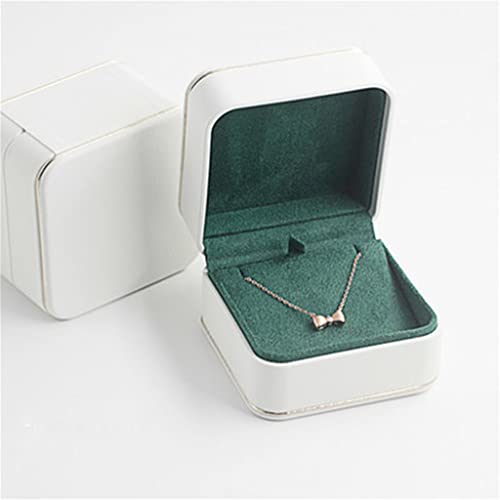 Boxes Pu Leather Earring Pendant Packaging Box Wedding Jewelry Ring Gift Storage Case With Gold Lines Travel Storage (Color : White, Size : 6 * 6.5 * 6.8Cm) #TOP3