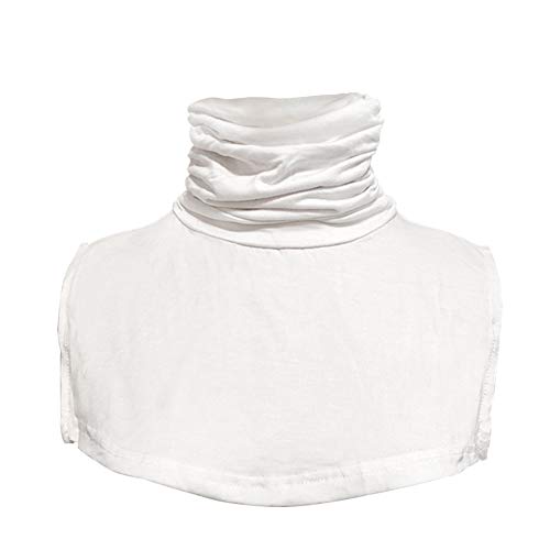 Joyci Chic Solid Color MockTurtleneck Collar Cotton Winter Dickey (White)
