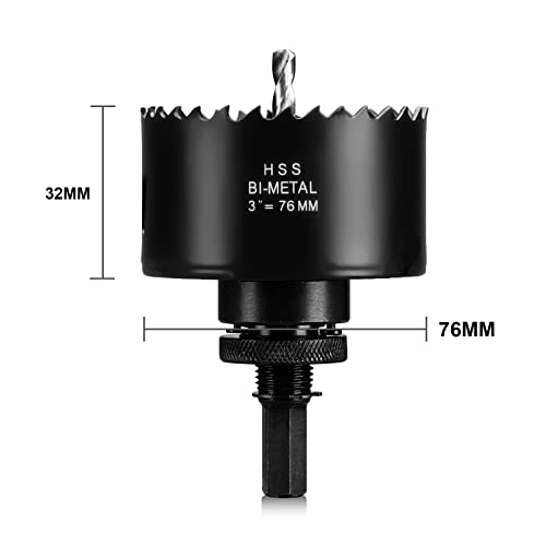 76mm HSS Hole Saw, M42 Bi-Metal Wood Hole Dill Bit 3" Diameter, Round drill Cutter for Pipe Vent Plasterboard, Plastic and Copper - Image 3
