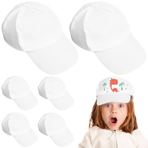 DOITOOL 10 gorros con visera para pintar, para dibujar, pintar, utensilios de pintura para el jardín de infantes, sombreros para manualidades, gorros de algodón, color blanco