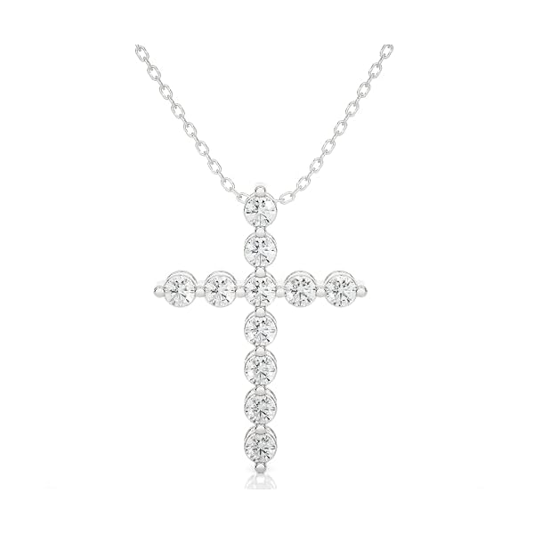 1/5 to 3/4 Carat Diamond Cross Pendant Necklace for Women in 14k White or Yellow Gold (F-G, SI2-I1/I2, cttw) with 18 Inch Silver Chain and Lobster Claw