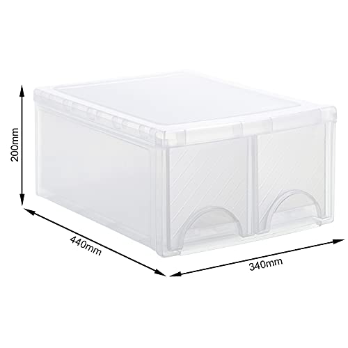 Rotho Frontbox große Schubladenbox mit 2 Schüben, Kunststoff (PP) BPA-frei, transparent, twin, twin (44,0 x 34,0 x 20,0 cm)