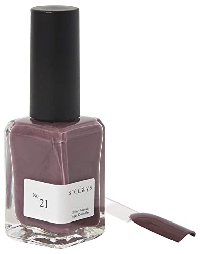 Sundays Non-Toxic Nail Polish, Glossy Shine Finish. No.21: Purple Grape, Long Lasting, Vegan & Cruelty-Free, 1.7 oz