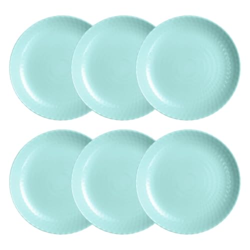 Luminarc Pampille Lot de 6 assiettes plates en verre compatibles micro-ondes et réfrigérateur recyclable Turquoise