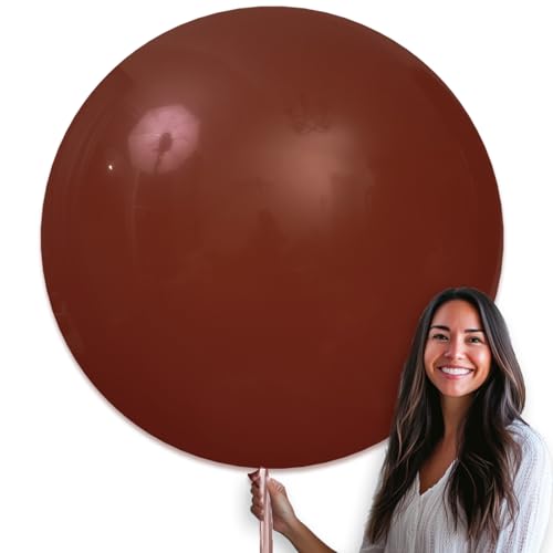 Image of PartyWoo Dark Brown Balloons 4pcs 36 Inch Boho Neutral Coffee Tan Latex Helium Balloons for Graduation Anniversary Birthday Boy Baby Shower Jungle Safari Fall Cowgirl Party Decorations Brown-F08