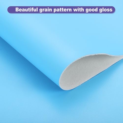 QUARKZMAN PU Kunstleder Stoff Nappa Optik 0.4 Yards Länge 54x14x0.04 Weiches Synthetisches Leder Material Blätter 1mm Dick Für Taschen DIY Basteln Hellblau