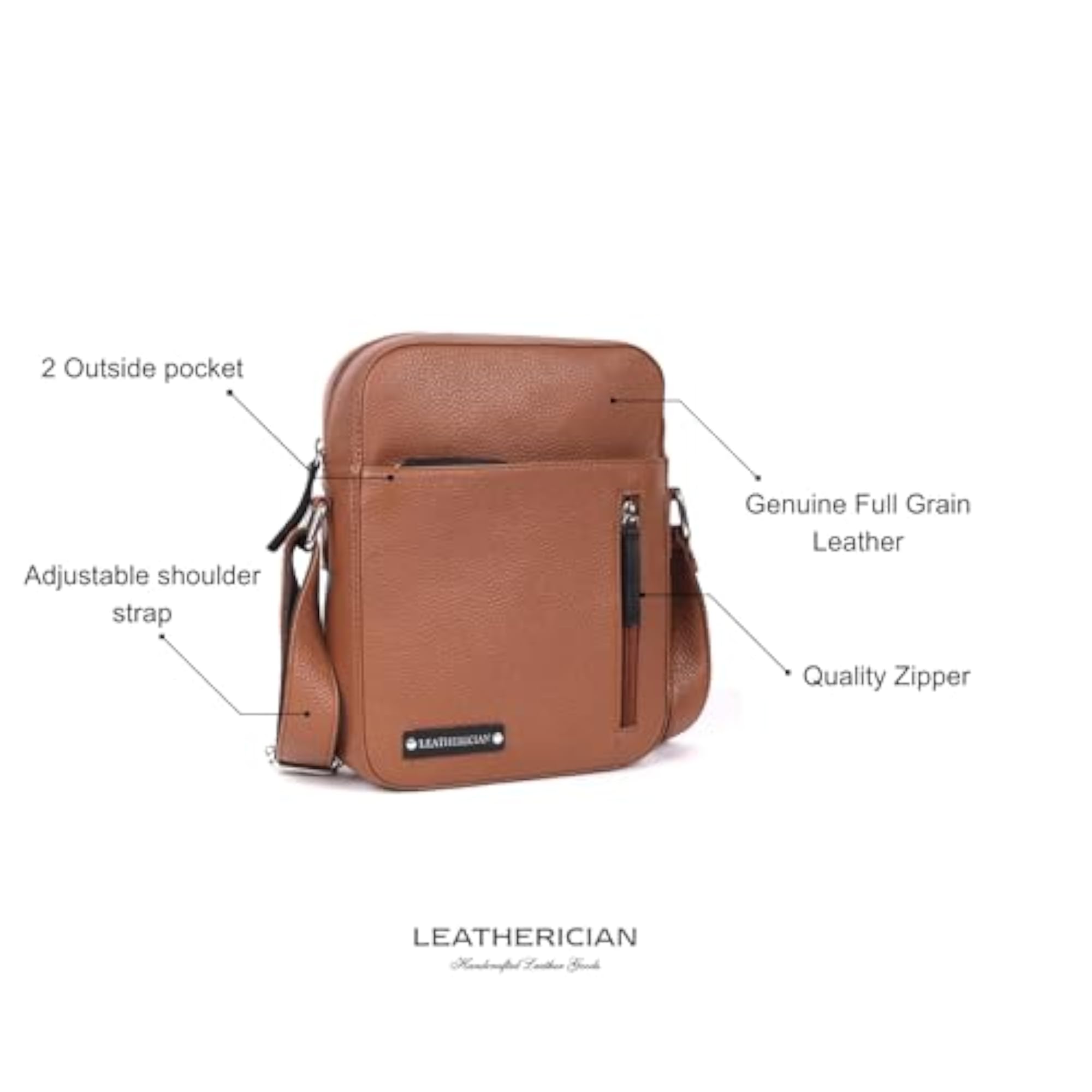 Leather Sling Messenger Bag for Men