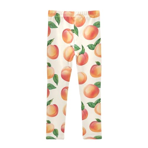 Wusikd Peaches Fruits Girls' Leggings Toddler Doodles Kids Yoga Pants Dance Active Tights 4T2
