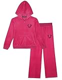 True Religion Girls Hoodie and Sweatpant Set Velour Jogger Sets for Girl Fashion Clothing