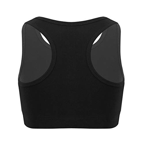 Image of Girls High Neck Athletic Sports Bra Crop Top Gymnastics Workout Gym Fitness Vest Tank Top T Shirt
