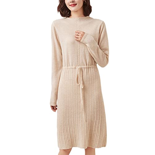 Robe d'automne et d'hiver pour femme pull long en laine col rond Kelsiop