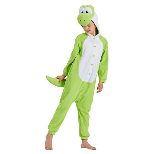 Kids Green Dinosaur One Piece Outfit Cartoon Cute Onesie Casual Outwear Halloween Outfit Jumpsuit Bodysuit