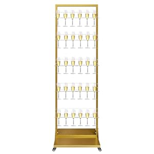 Champagne Wall Holder 5 Tier, Champagne Tower, Wine Glass Stemware Rack, Metal Champagne Flutes Display Stand, Large