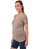 Pact Organic Cotton V-Neck Ruched Maternity Tee Shirts, Soft Pregnancy Top with Stretch