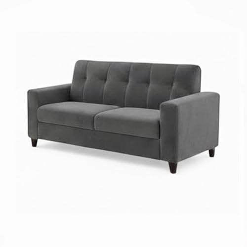 Image of Homeboy Luxe Velvet-Suede Fabric 3 + 2 Seater with Ottoman Sofa Set | Comfortable & Spacious Seating for Upto 6 Person | Modern Sofa Set for Living Room - Dark Grey