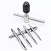 YOHIOKO Tap Wrench Tool Set 6 Pcs, Adjustable T-Handle Ratchet Tap Holder Wrench Machine Screw Thread Metric Plug T-Taps with M3 M4 M5 M6 M8, Taps for Metal/Aluminum/Plastic/Wood