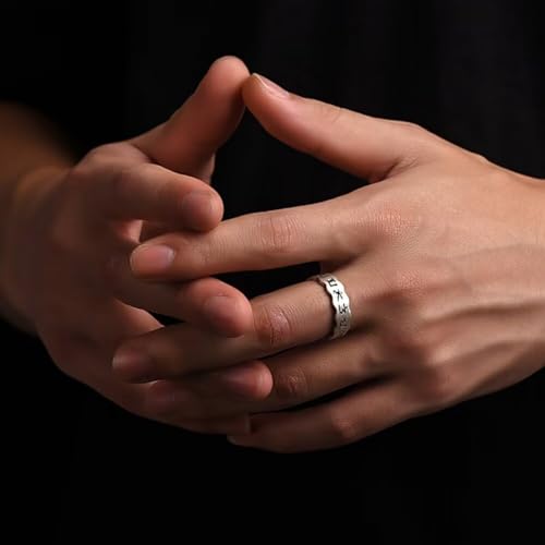 Bague argent sterling 925 Om Mani Padme Hum, anneau bouddhiste de protection