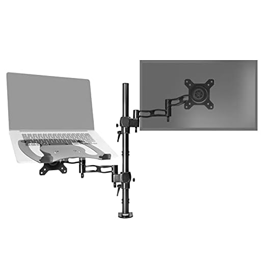 Duronic DM35L1X1 Skärmstativ | PC Skrivbordsfäste | Maxvikt 8kg | Justeringsbar Höjd | För En 13-27” LED LCD Skärm & En Laptop | Lutning +15°/-15°, Vridbar 180°, Rotation 360° | VESA 75/100