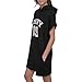 DKNY Women's Rhinestone Jersey Logo Short Sleeve Hoodie Dress, Black/Eggnog, X-Large