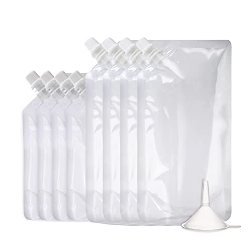 OHMAXHO Alcohol Pouches for Liquor Reusable Drink Pouches for Adults Alcohol Drinking Flasks Concealable Plastic Liquor Bags with Funnel Plastic Travel Flasks (8OZ4 + 16OZ4)