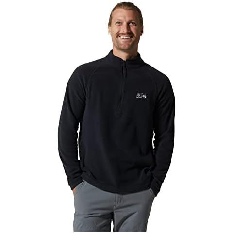 Mountain Hardwear Men's Polartec Microfleece 1/4 Zip Fleece Jacket, Black, Medium Cover