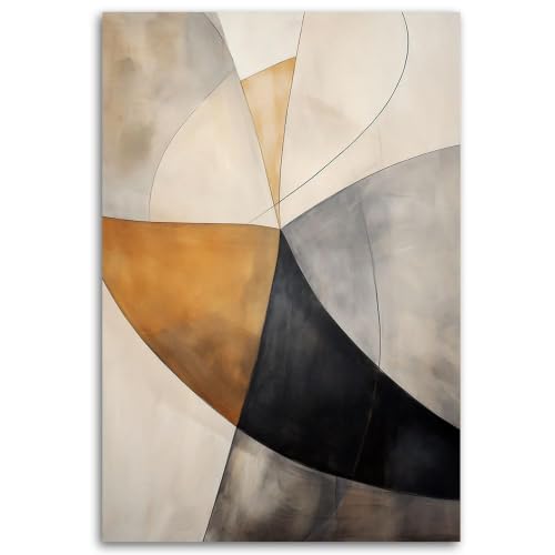 Cuadro abstracto geométrico moderno para decoración de salón, lienzo mural marrón y negro 40x60