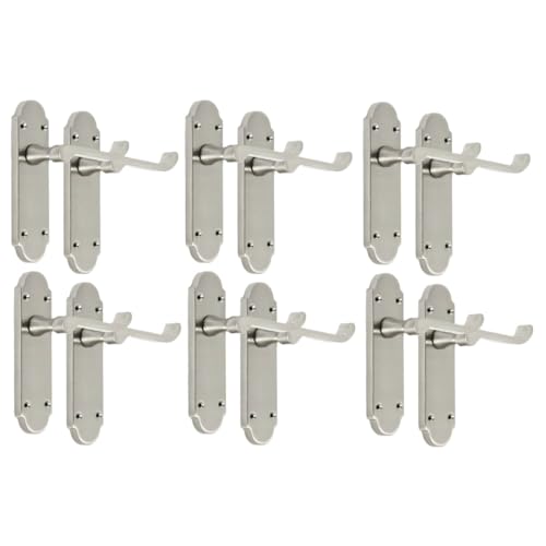 Image of Epsom Door Handle - Satin Nickel Internal Door Handles - Door Handles Internal Sets, Satin Nickel Door Handle Set for Internal Doors, Door Handle in Satin, 170mm x 42mm .Sets 6