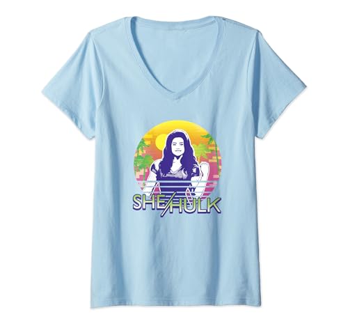 T-shirt She-Hulk Marvel pour femme col en V Jennifer Walters sunset