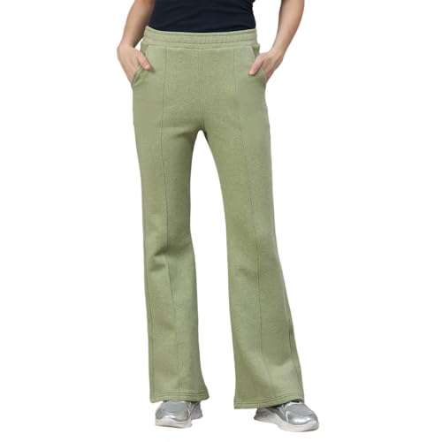 Image of 98 Degree North Women Flared Fleece Track Pants-GL1315-ALMOND