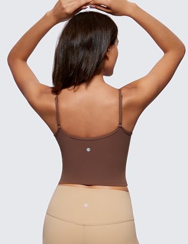 Image of CRZ YOGA Butterluxe Sweetheart Crop Tank Tops | Light Support, Removable Pads, Yoga, Extremely Soft, U Back, Adjustable Spaghetti Straps, Longline Sports Bras for Women