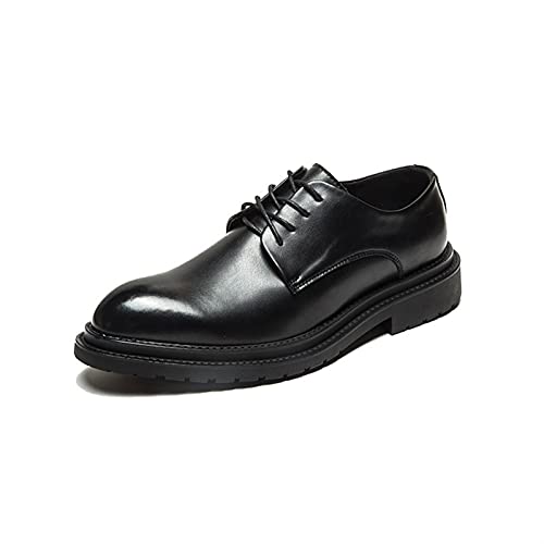 DikkkisostX Zapatos Formales for Hombres Lace Up Round Burnable Toe Comfort Cuero Resistente a la Resistencia Antideslizante Top Top Negocio Cover