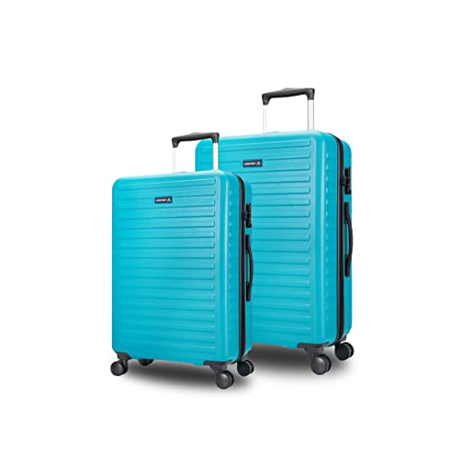 Image of THE ASSEMBLY Assembly Hard Shell Medium Check in 24 Inches & Large 28 Inches Polycarbonate Set of 2 - Premium Hardsided Suitcase Trolley- Teal