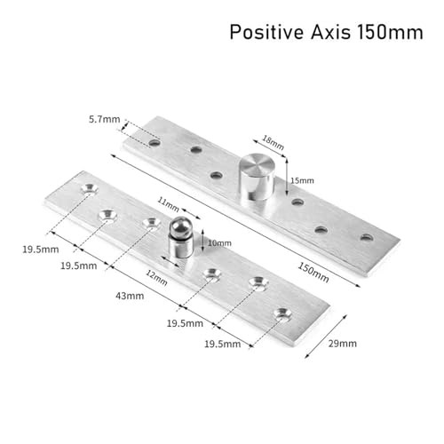 Charnière pivot de porte 150mm axe central rotation 360