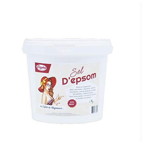 Sel d'Epsom 2Kg, 100% naturel et fort en magnésium - Entreprise Française, envoie rapide et soigné - Guide d'utilisation offert !