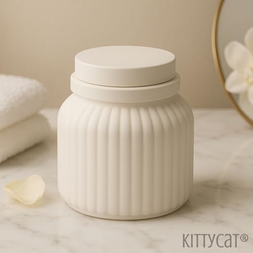 Image of Kitty Cat Aesthetic Soy Wax Scented Candles | Reusable Concrete Sea Shell Jars | Vanilla Aroma | 12+ Hours Burn Time | Perfect Home Decor for Bedroom, Office & Hostel (Minimal Ribbed Matte Jar)