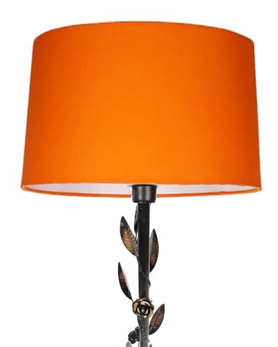 Image of Homesake Floor Lamp for Living Room with Shade | Contemporary Metal Night Corner Lamp for Living Room | Home | Side Lamp for Living Room | Bedside | Home Decor Items (Floral, Orange)