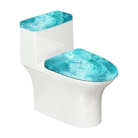Vanideaoty Marble Toilet Seat Cover Stretch Fabric Bathroom Decor Blue Toilet Seat Cover Fits Most Size Toilet Lids Cover