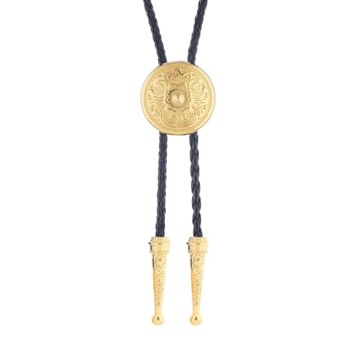 Image of GelConnie Floral Bolo Tie for Men Womens Bolo Tie Necklace Native American Black Men's Bolo Ties Western Cowboy Bolero Ties