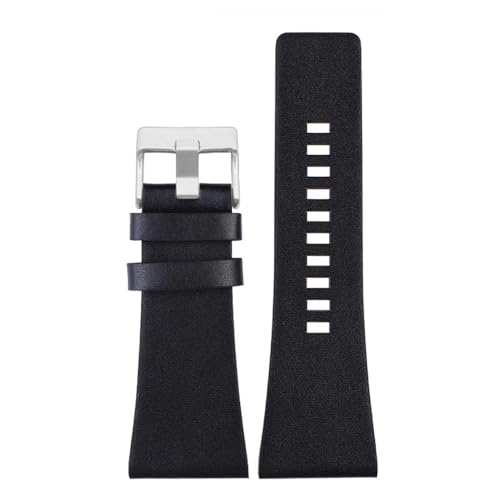 AMAUPCKCA 26MM 28MM 30MM 32MM for Bracelets de Montre Diesel Poignet for Hommes Bracelets de Montre de Grande Taille Police Noir Marron Bracelet en Cuir de Veau véritable(DS-1509 Black SK,32mm)