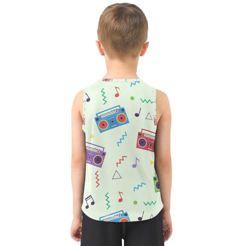 J JOYSAY Colorful Music Tape Note Boys Tank Top Sleeveless Muscle Shirts Quick Dry Sport Active Workout Kids T-Shirts 3-15T3