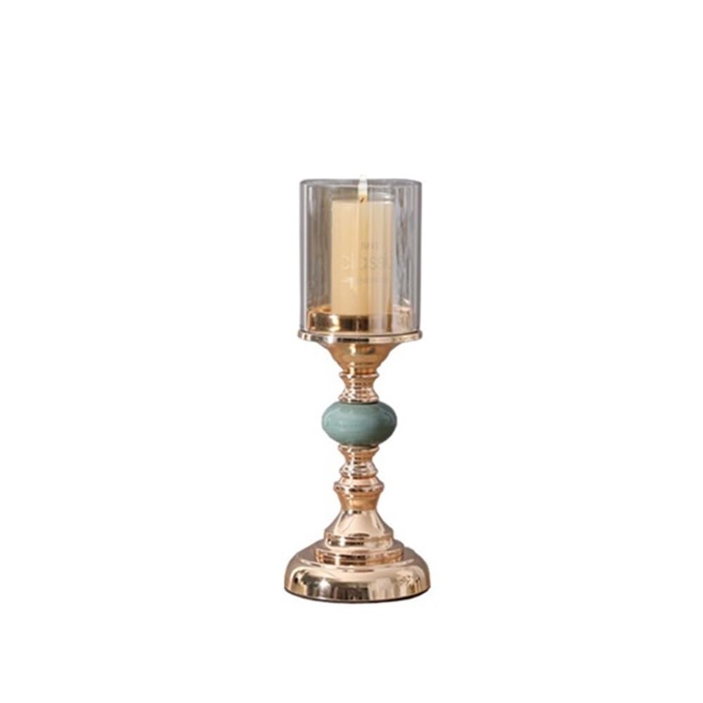 Vintage candle holder Light Luxury Ceramic Glass Candlestick Vintage Decorative Ornament Dinner Table Candle Holder(Small)