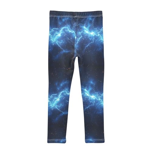 Thunderbolt Abstract Blue Lightning Girls Leggings Kids Yoga Pants Dance Active Tights 4T2