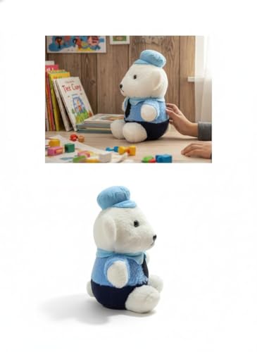 Image of Plush Stuffed Animal Toy | Ultra Soft and Cuddly Teddy for Kids and Adults | Cute Hugging Doll for Gifting, and Bedroom Decor (Blue Police Bear)